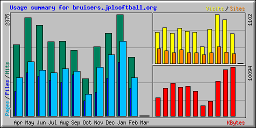 Usage summary for bruisers.jplsoftball.org